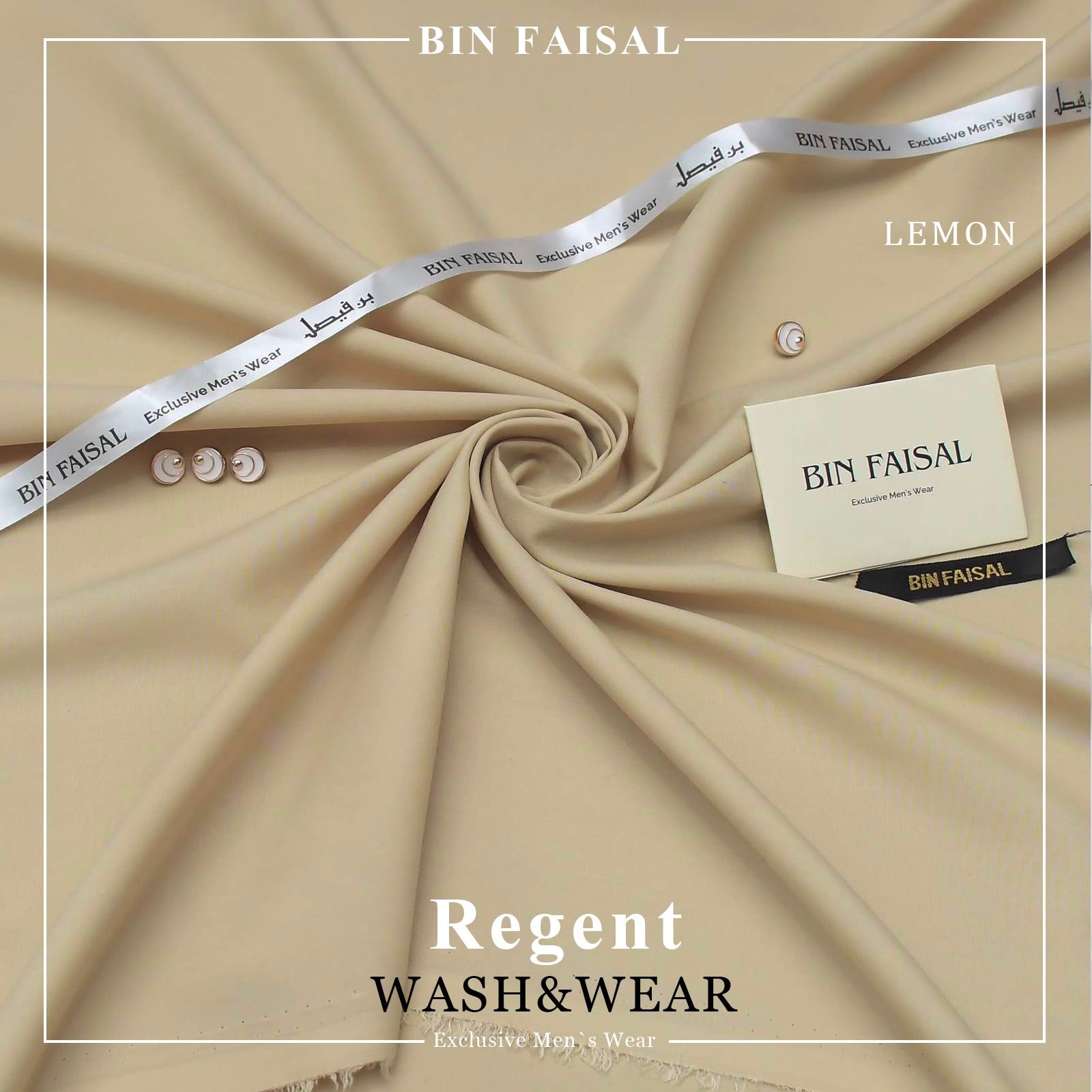 BIN FAISAL 100% Pure Super Luxury Regent Wash & Wear Lemon Colour