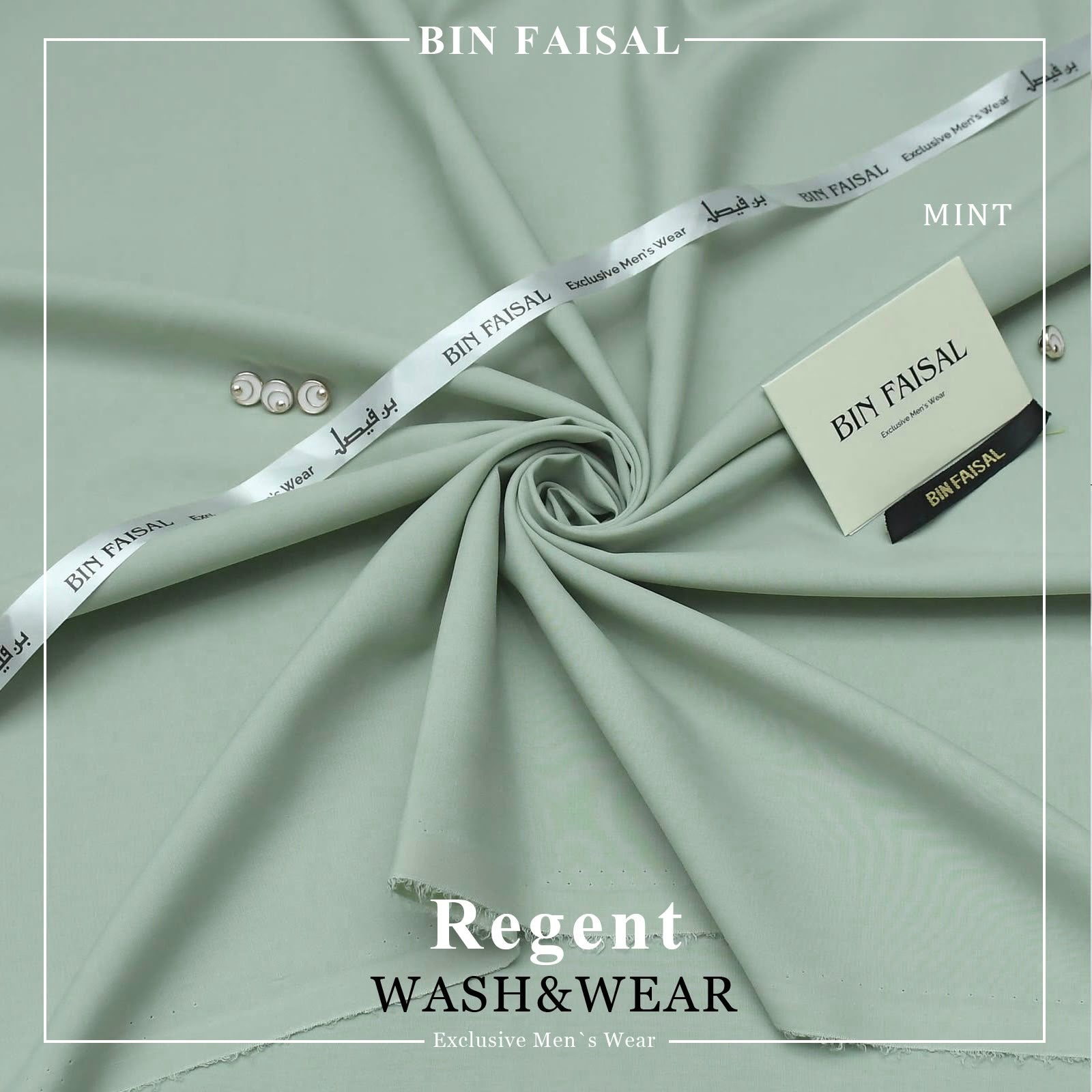 BIN FAISAL 100% Pure Super Luxury Regent Wash & Wear Mint Colour