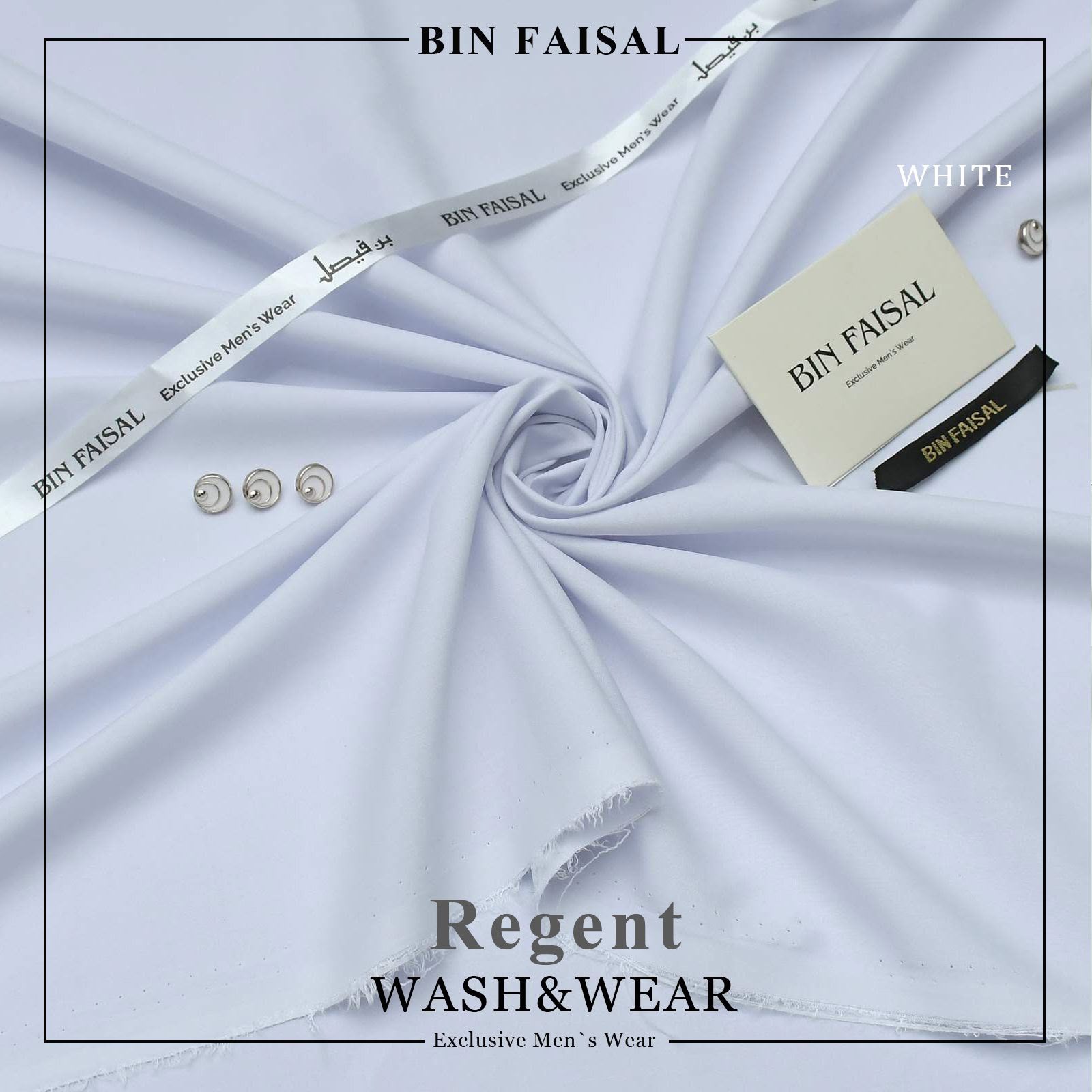 BIN FAISAL 100% Pure Super Luxury Regent Wash & Wear White Colour