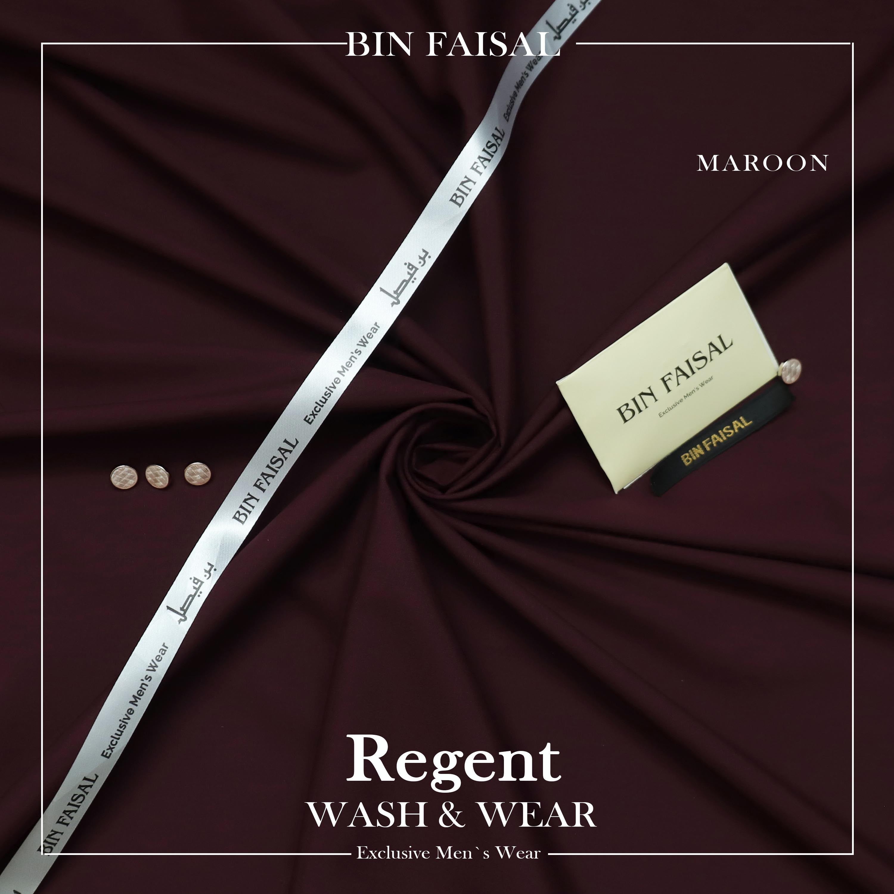 BIN FAISAL 100% Pure Super Luxury Regent Wash & Wear Maroon Colour