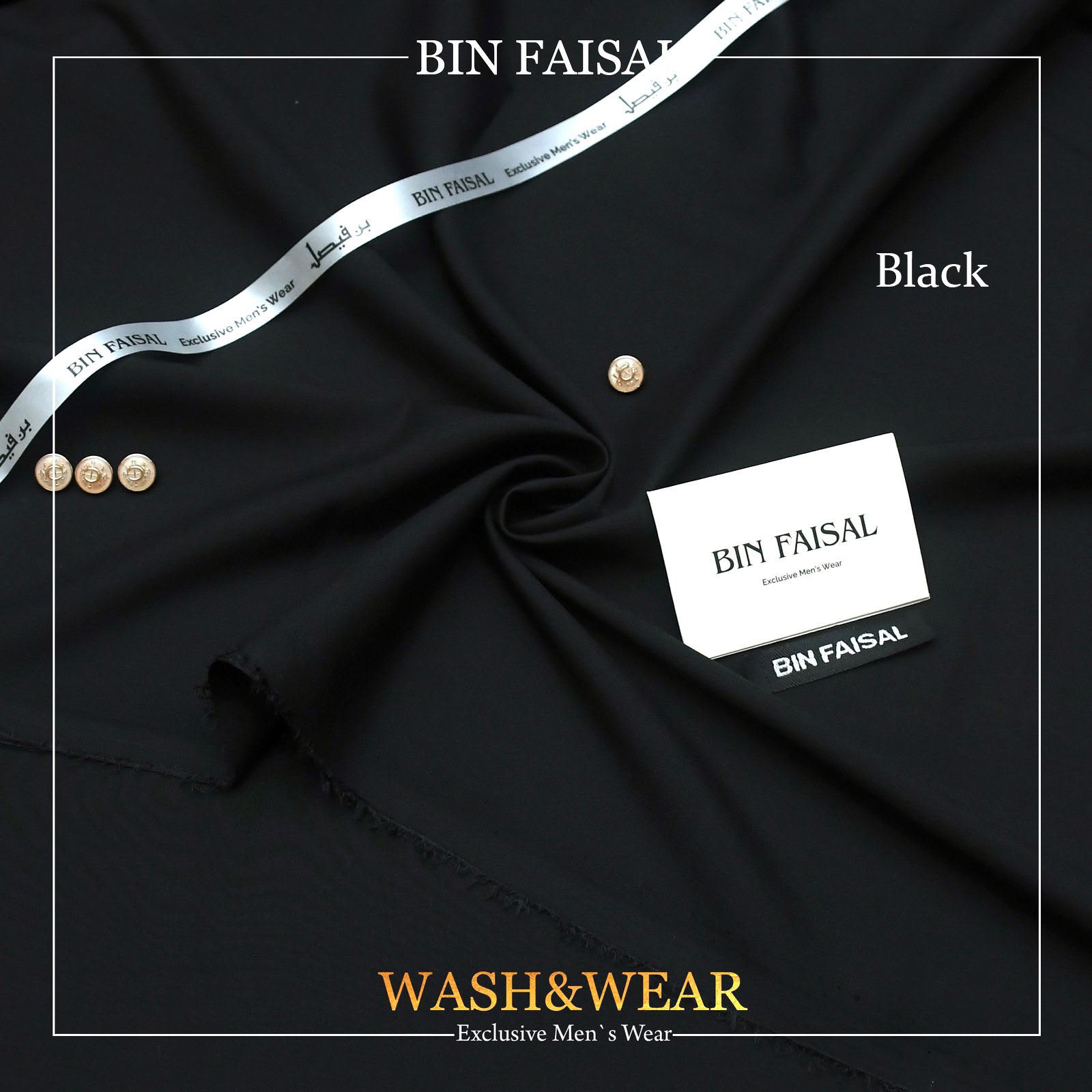 BIN FAISAL 100% Pure Super Luxury Regent Wash & Wear Black Colour