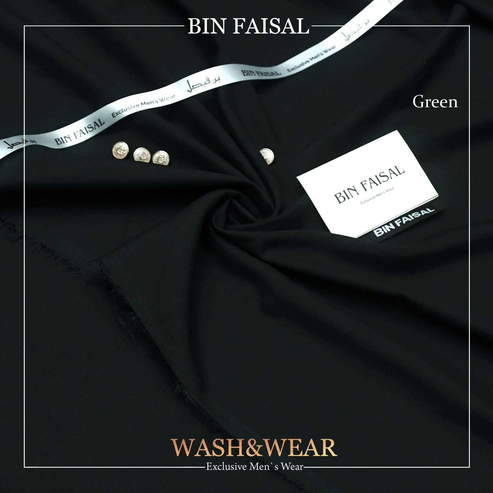 BIN FAISAL 100% Pure Super Luxury Regent Wash & Wear Green Colour